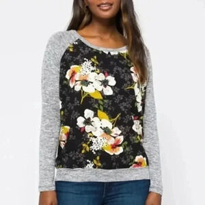 Kut From the Kloth Floral Mixed Material Top